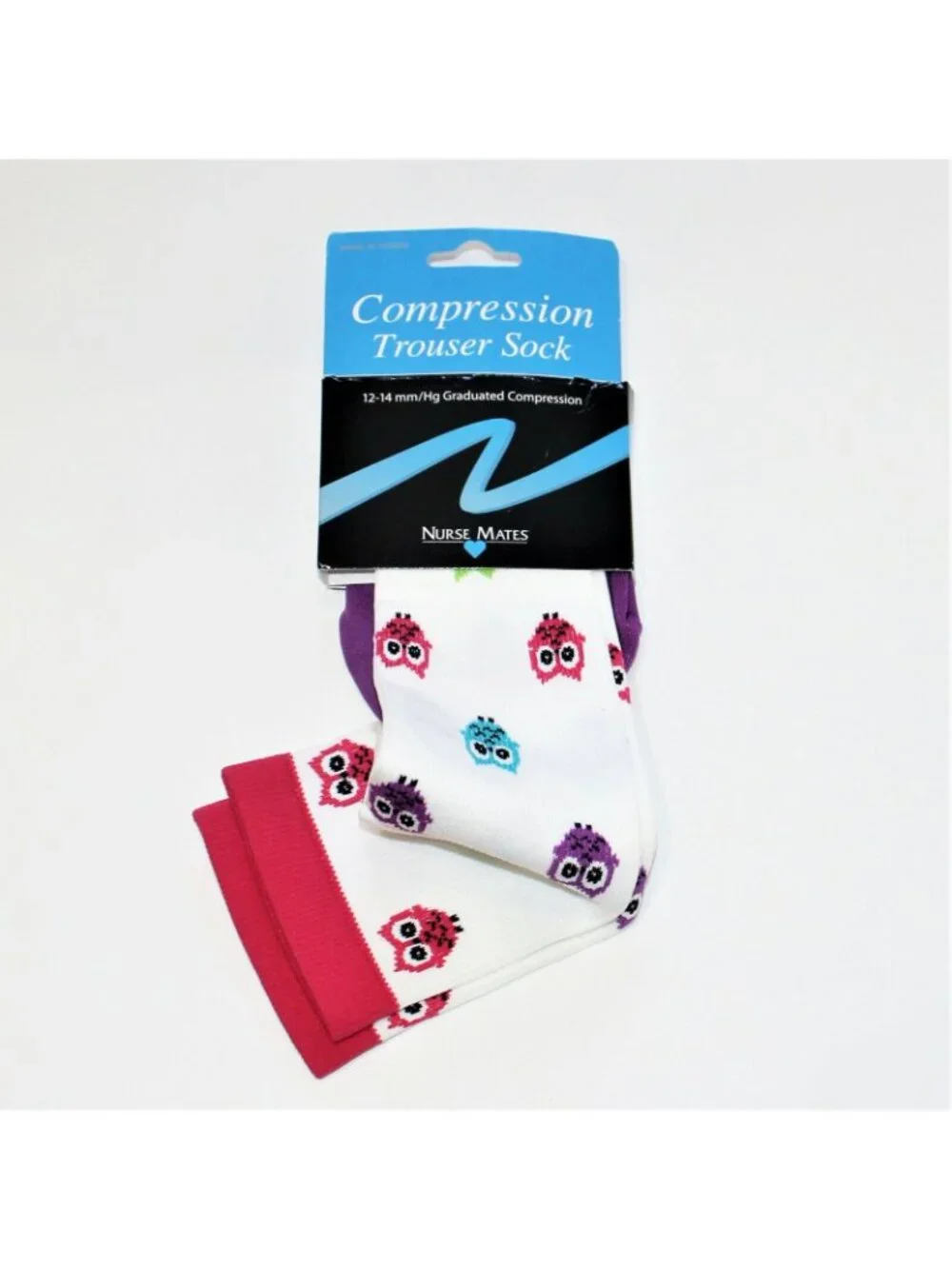X2 Nurse Mates Women 12-14 mmHg Compression Trouser Sock Owls Shoe 9-11 883773